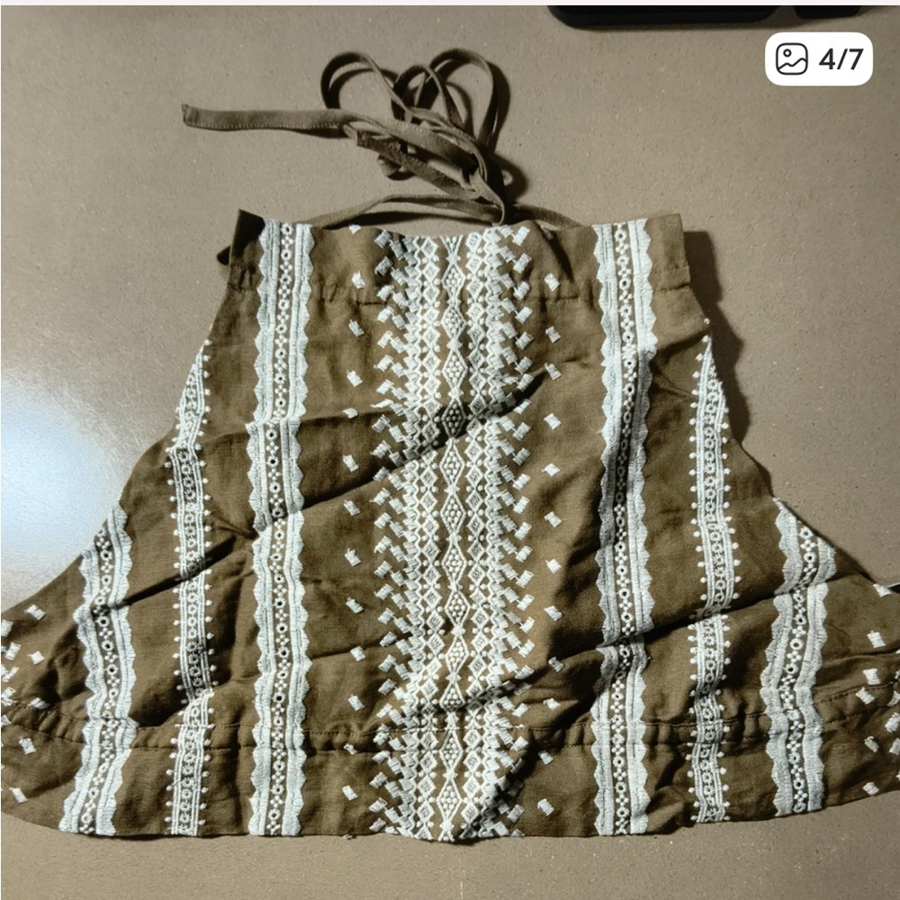 Shona Joy Brown & Cream Crochet Halter Crop Top and Skirt Set - Picture 6 of 9
